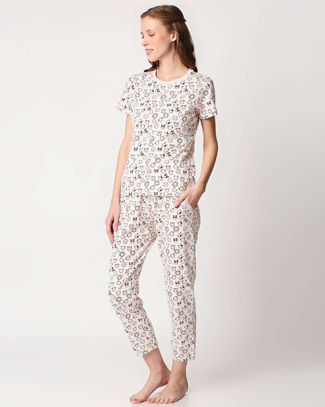 Shop Women's Printed T-Shirt & Pyjama Night Suit-Full