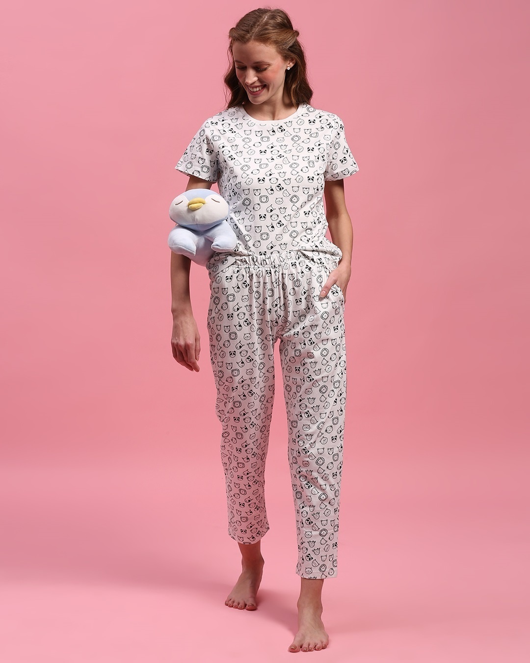 Shop Women's Printed T-Shirt & Pyjama Night Suit-Back