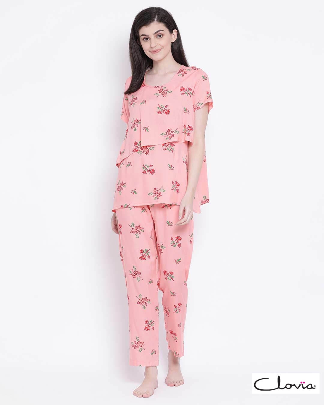 Shop Women's Printed Top & Pyjama Set-Front