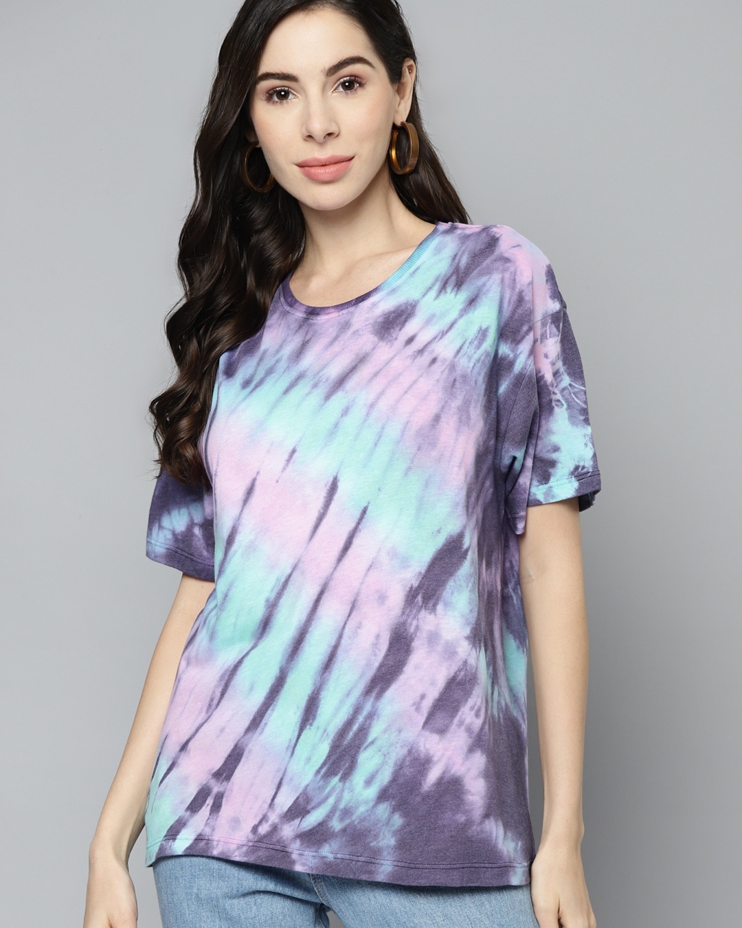Shop Women's Purple & Blue Tie & Dye T-shirt-Back