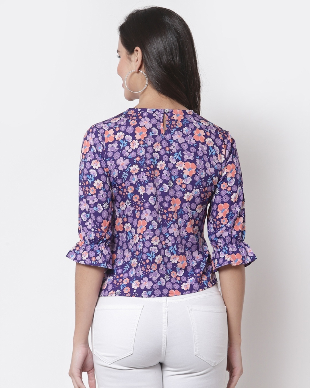 Shop Women's Purple Floral Print Top-Design
