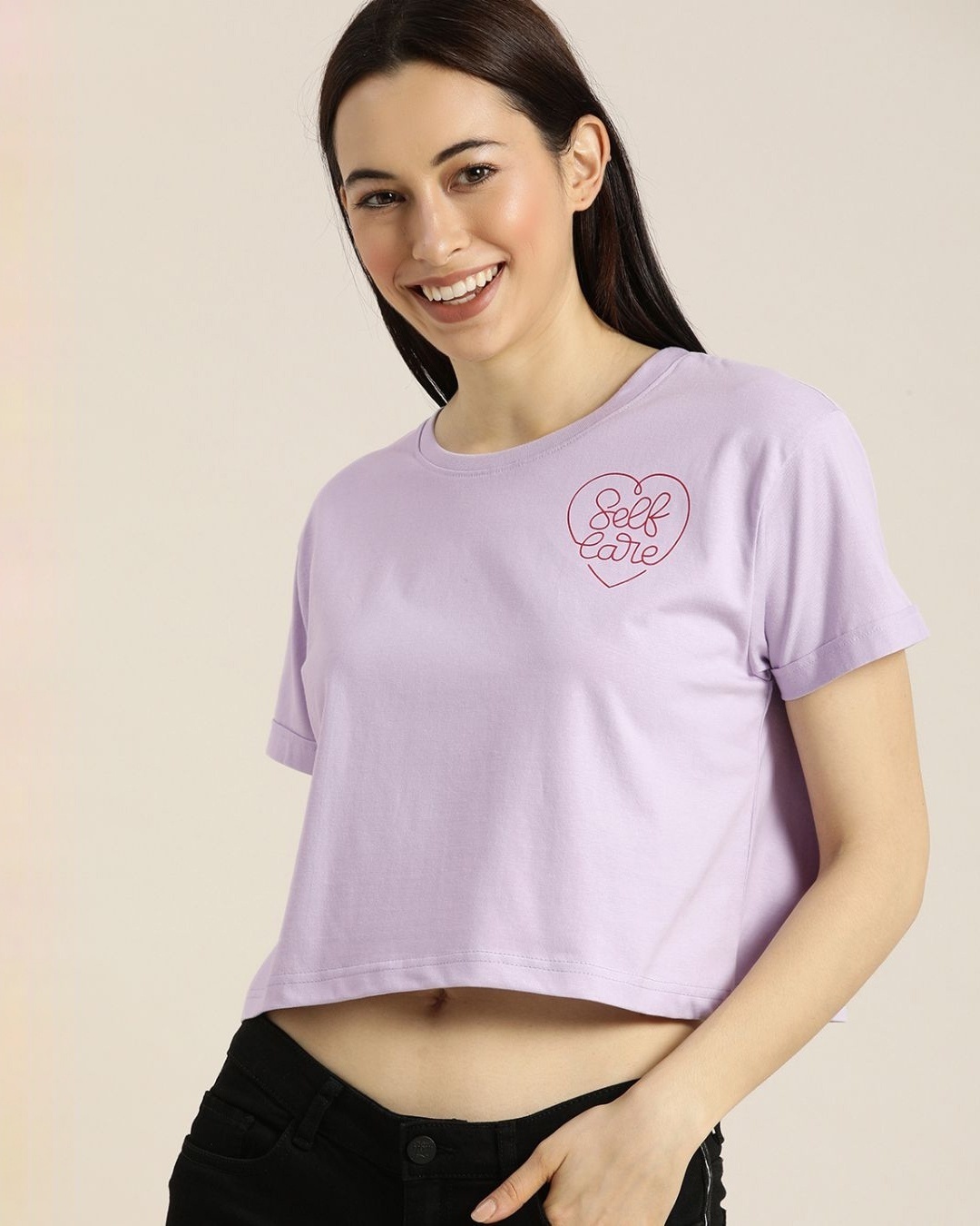 Shop Women's Purple Graphic Print T-shirt-Front