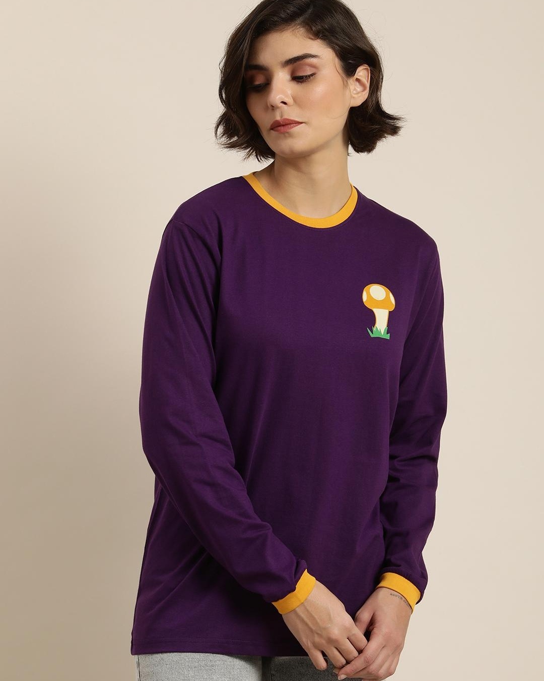 Shop Women's Purple Graphic Printed Oversized T-shirt-Back