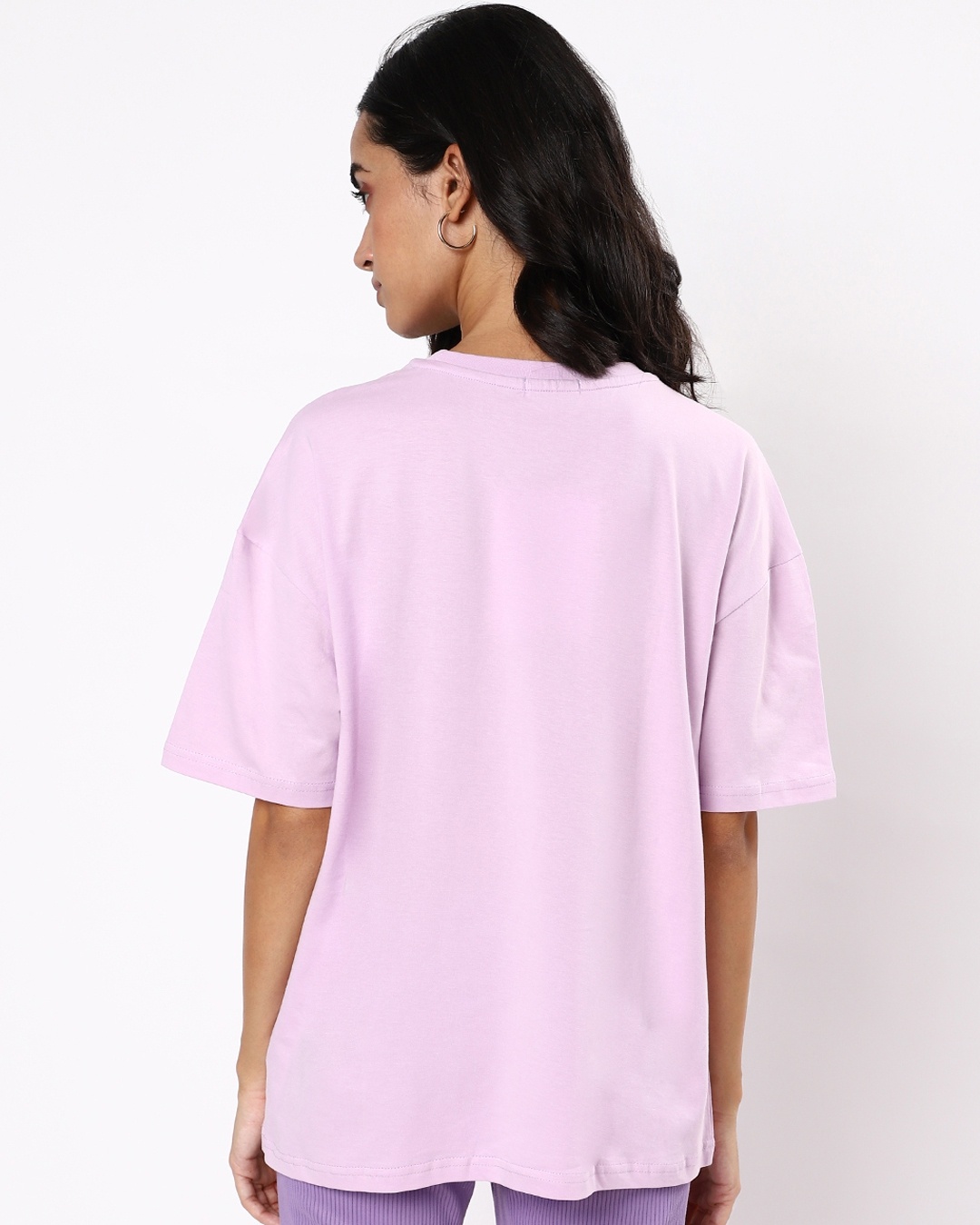Shop Women's Purple No Dramas In Bahamas Typography Oversized T-shirt-Back