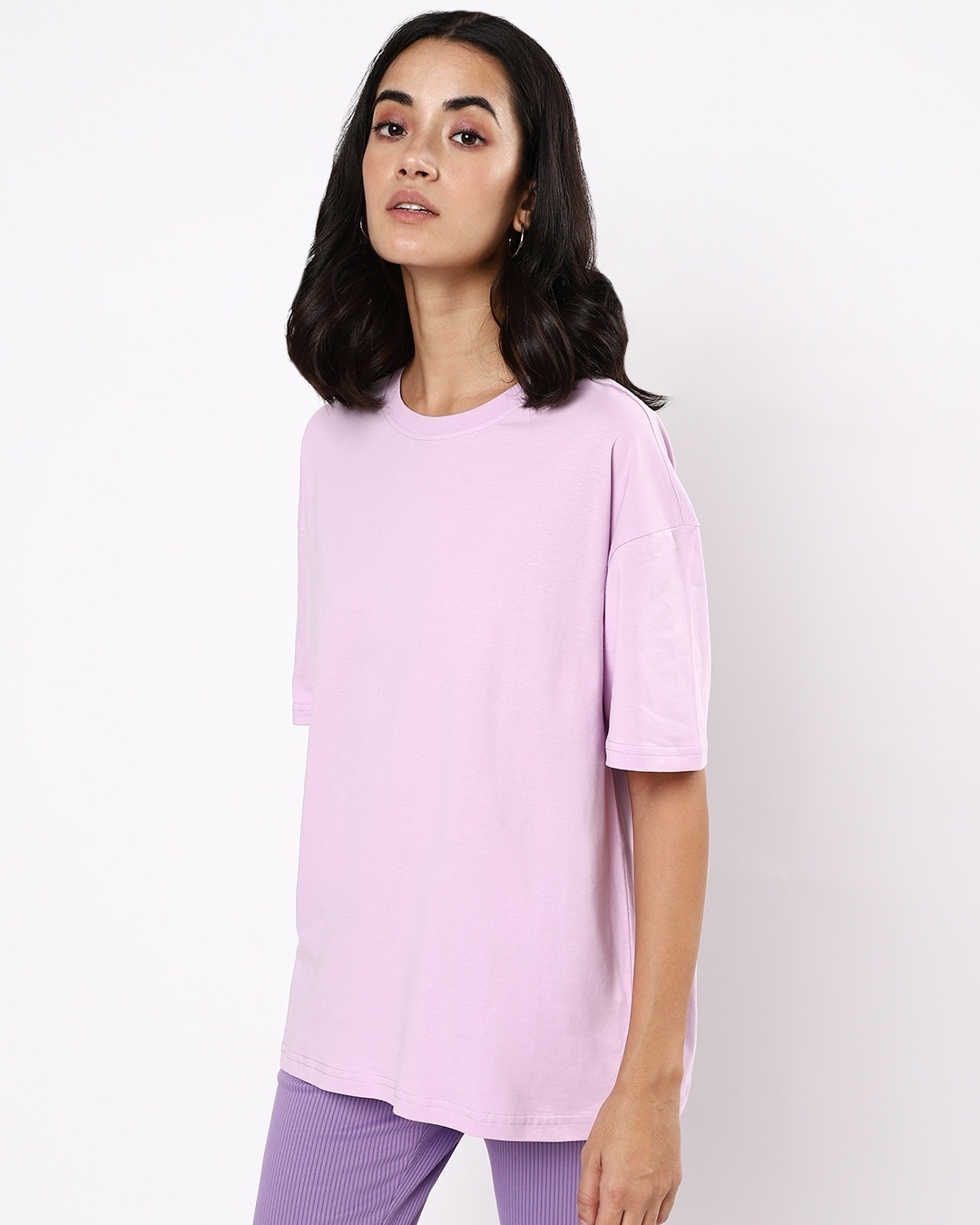 Shop Women's Purple Oversized Fit T-shirt-Back