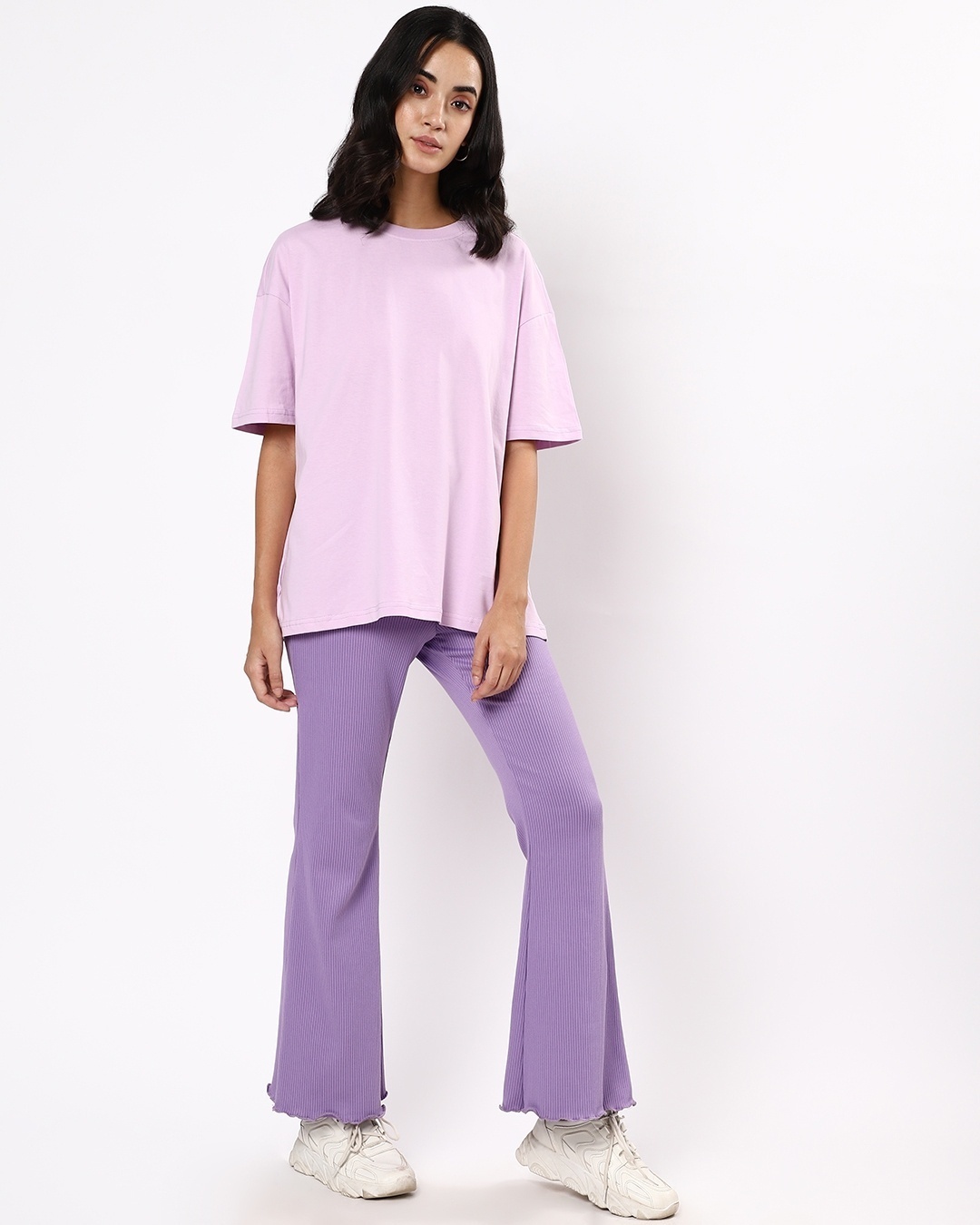Shop Women's Purple Oversized Fit T-shirt-Full