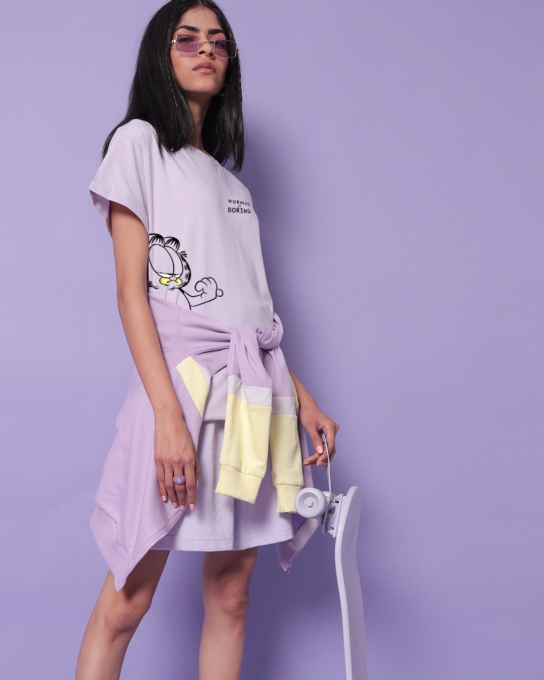 Shop Women's Purple So Normal is Boring Garfield Boyfriend T-shirt-Design