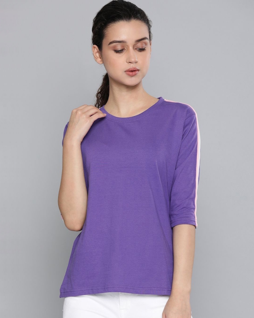 Shop Women's Purple Solid T-Shirt-Front