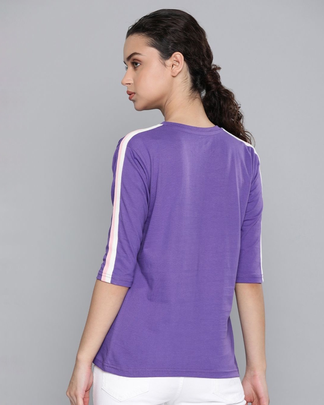 Shop Women's Purple Solid T-Shirt-Back