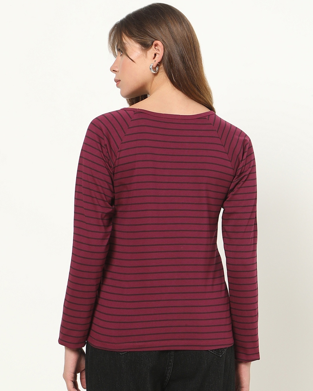 Shop Women's Purple Stripe Plus Size Slim Fit T-shirt-Design