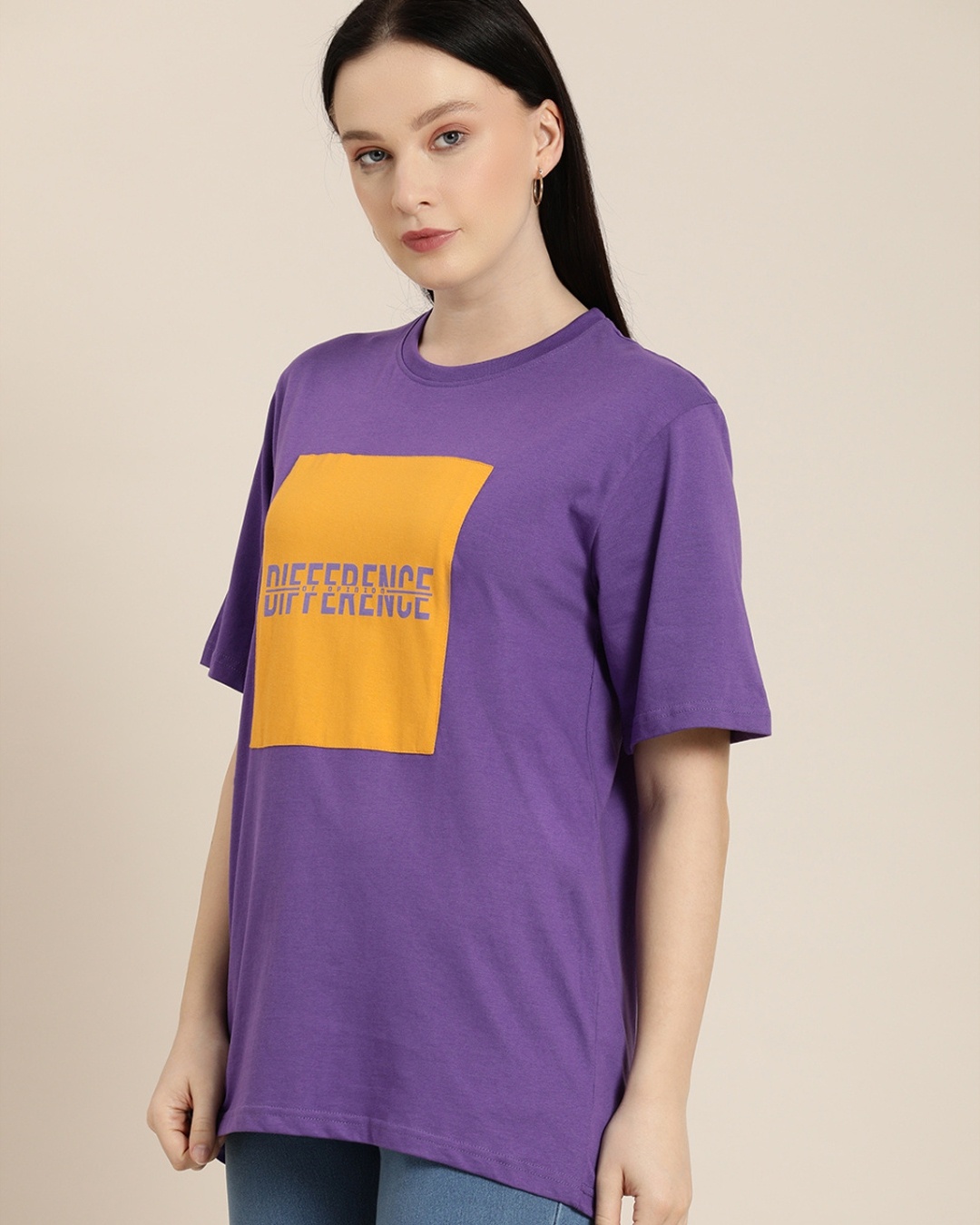 Shop Women's Purple Typography Oversized T-shirt-Design