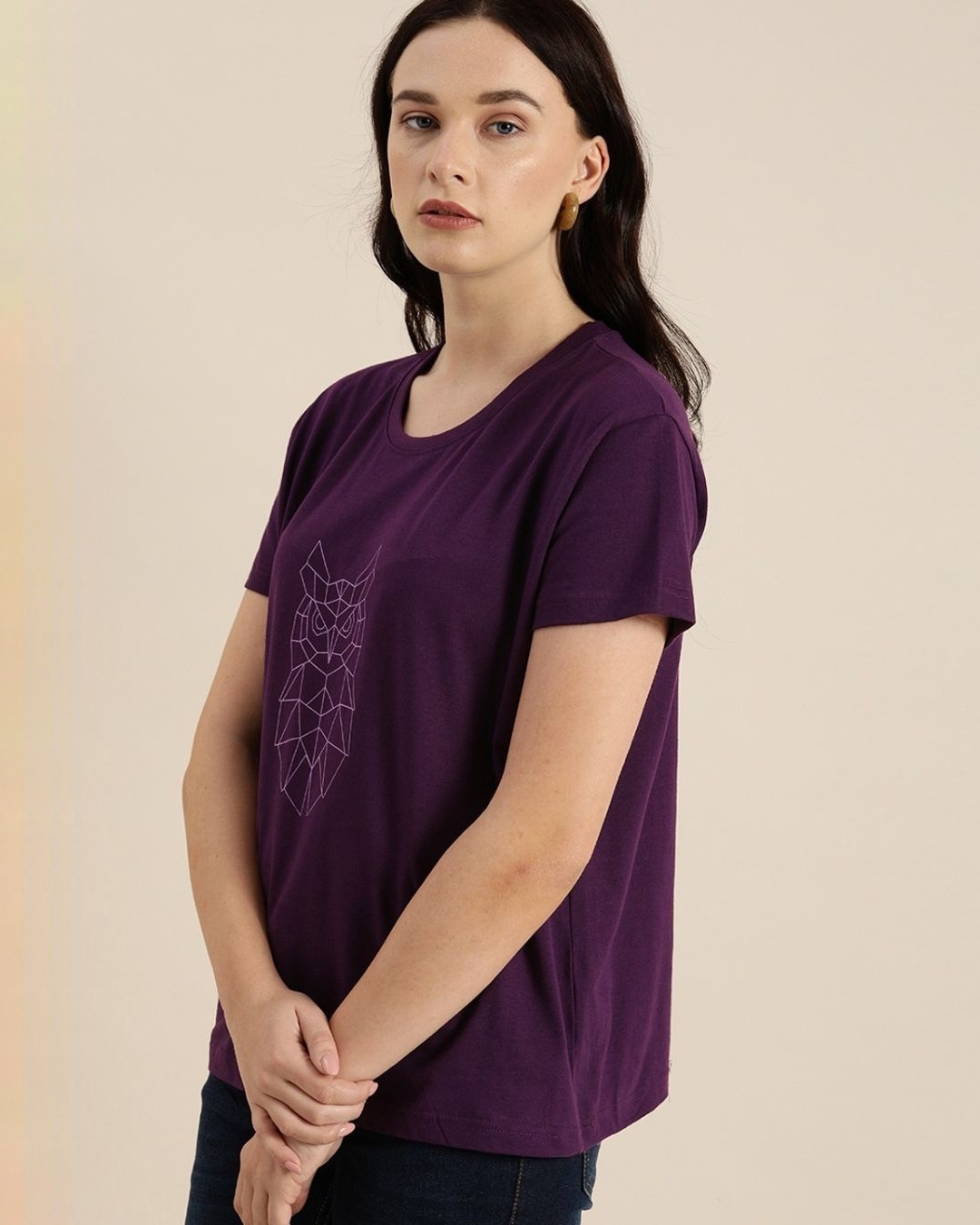 Shop Women's Purple Typography T-shirt-Design