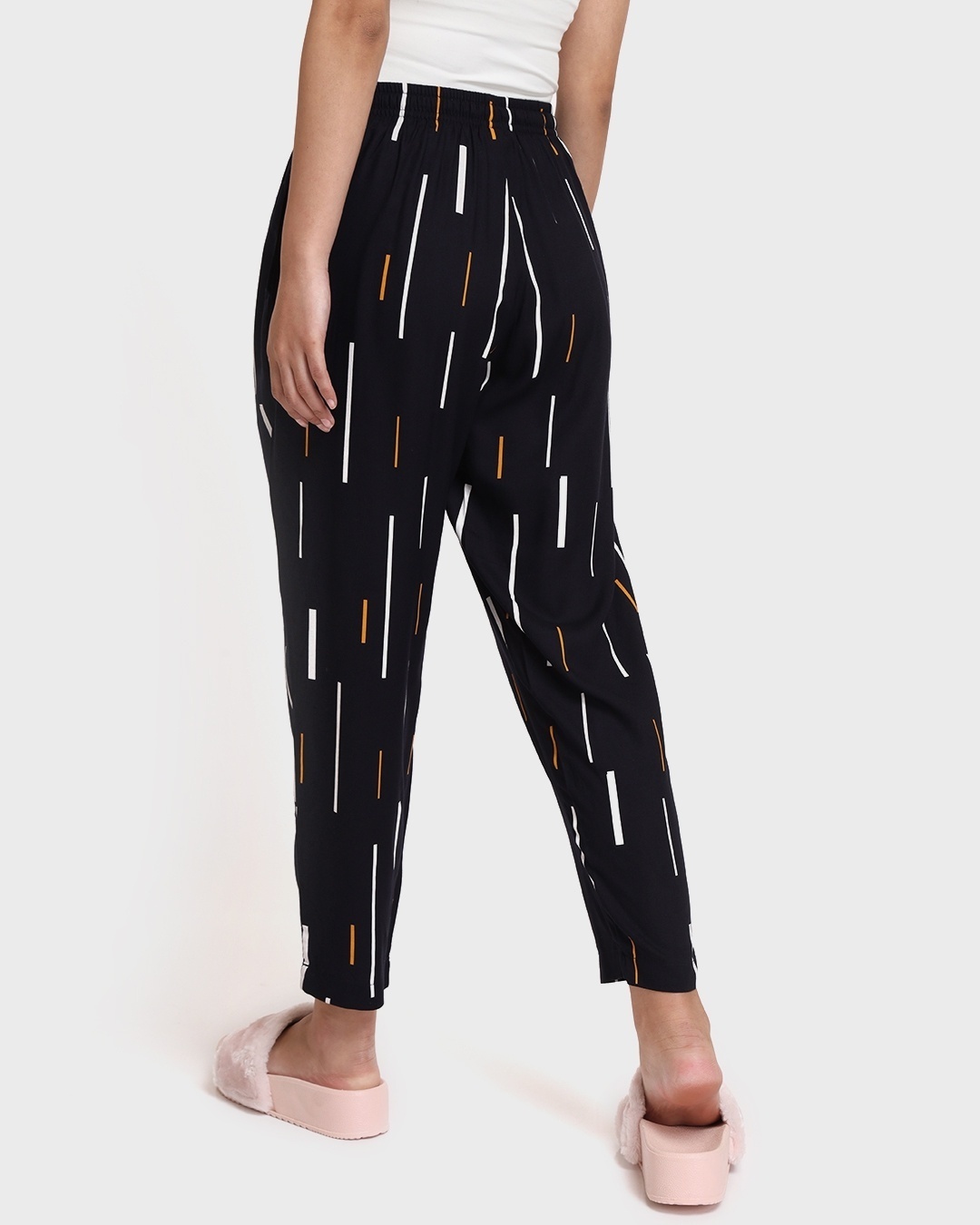Shop Women's Black AOP Carrot Fit Rayon Pyjamas-Design