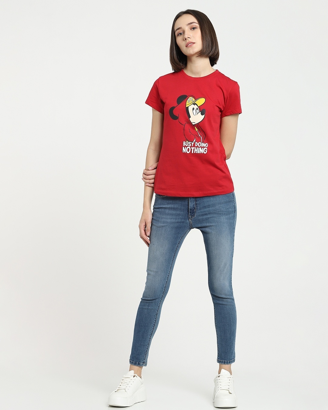 Shop Women's Red Busy Doing Nothing Graphic Printed T-shirt-Full