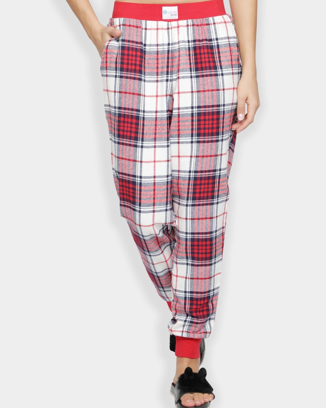 Checked on sale joggers womens