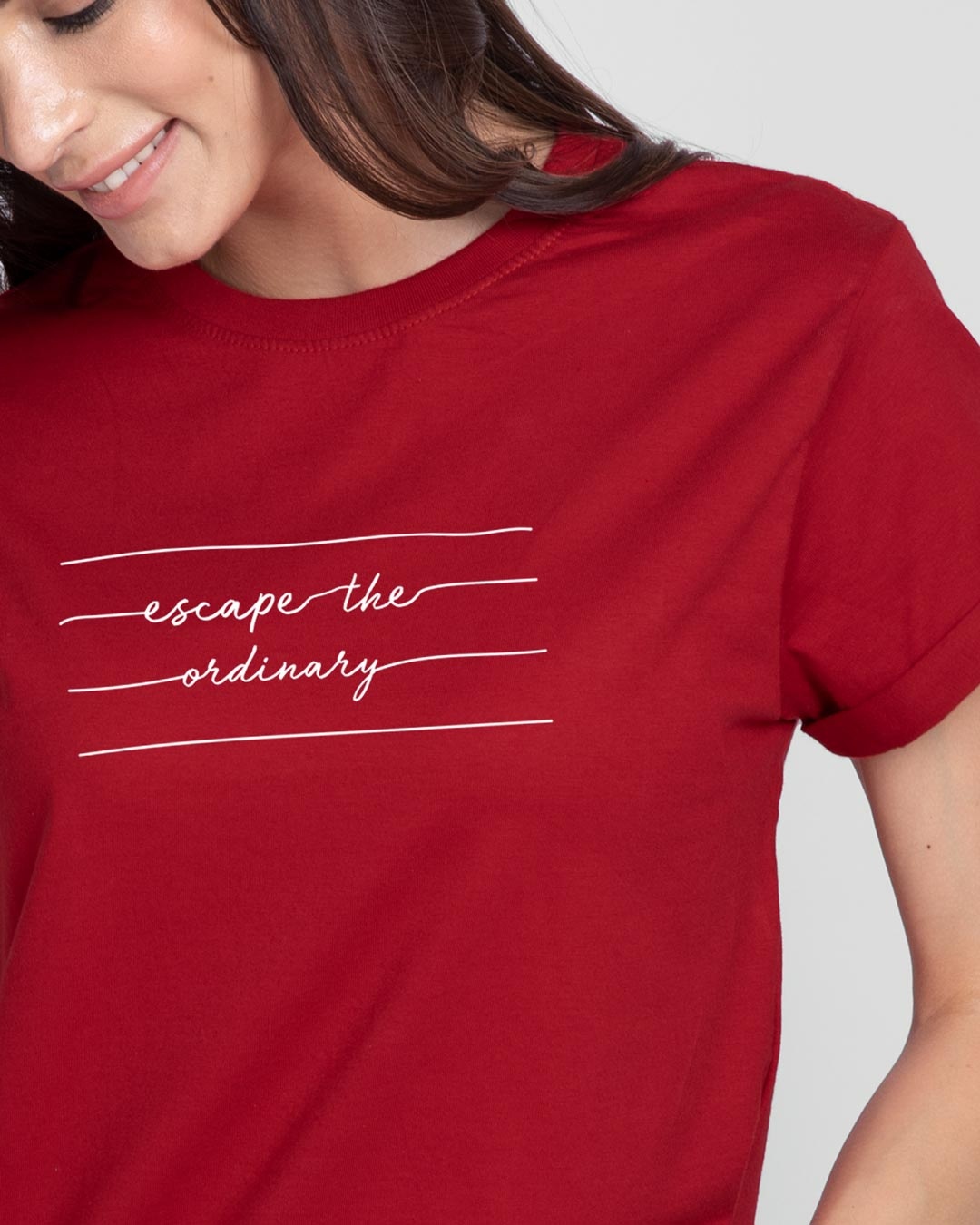 Shop Women's Red Escape The Ordinary Boyfriend T-shirt-Full