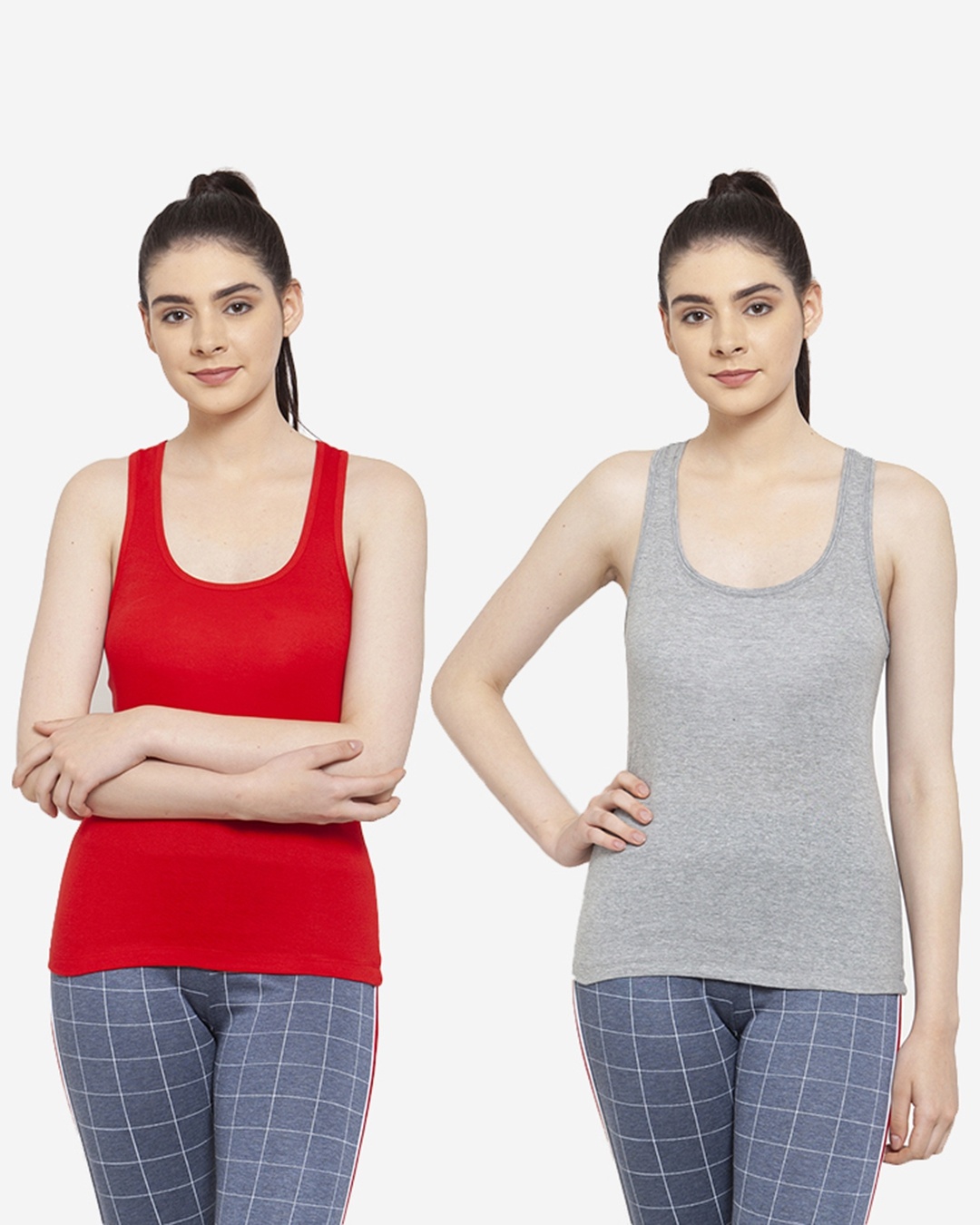 Buy Women s Red Grey Tank Tops Pack Of 2 For Women Red Online At 
