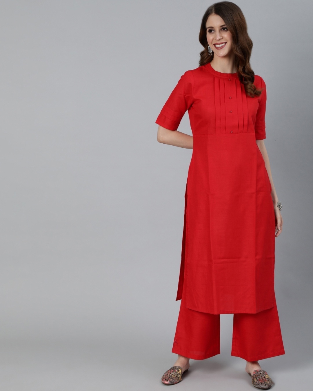 Shop Women's Red Kurta with Palazzo Set-Front