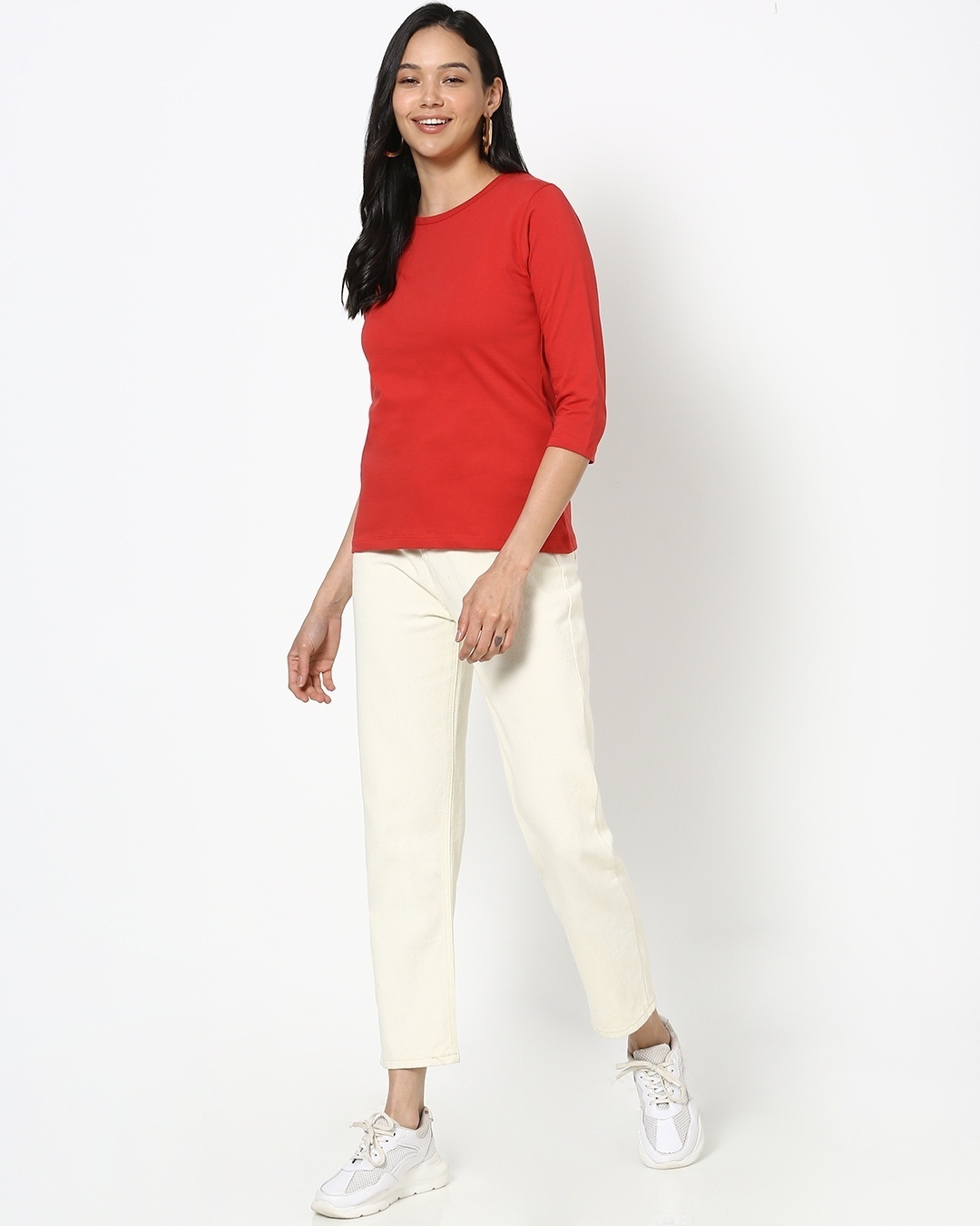 Shop Women's Red Slim Fit T-shirt-Full