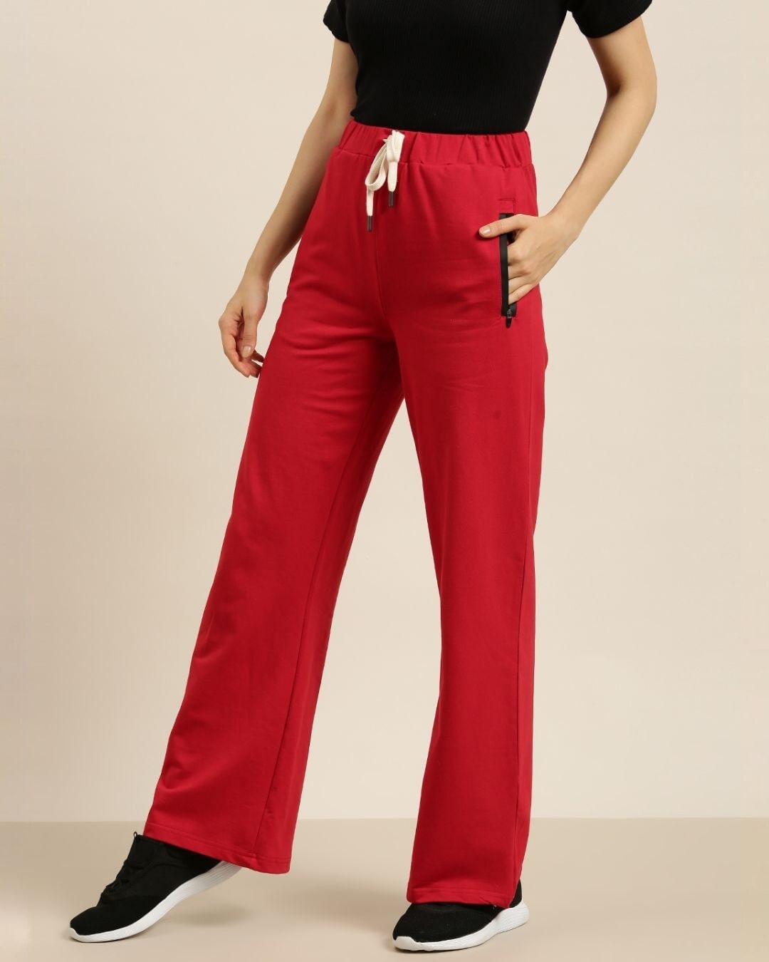 Shop Women's Red Solid Wide Leg Pants