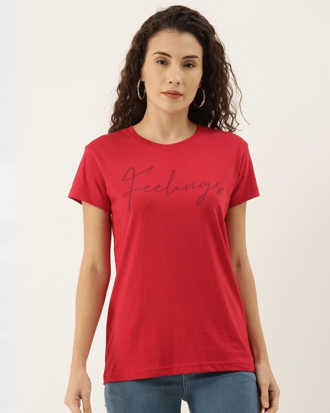 Shop Women's Red Typography T-shirt-Front