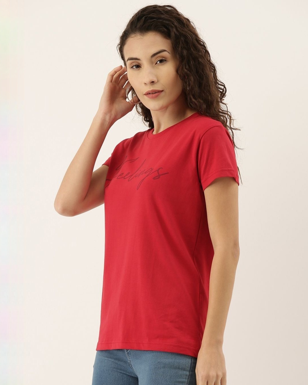 Buy Women's Red Typography T-shirt for Women Red Online at Bewakoof