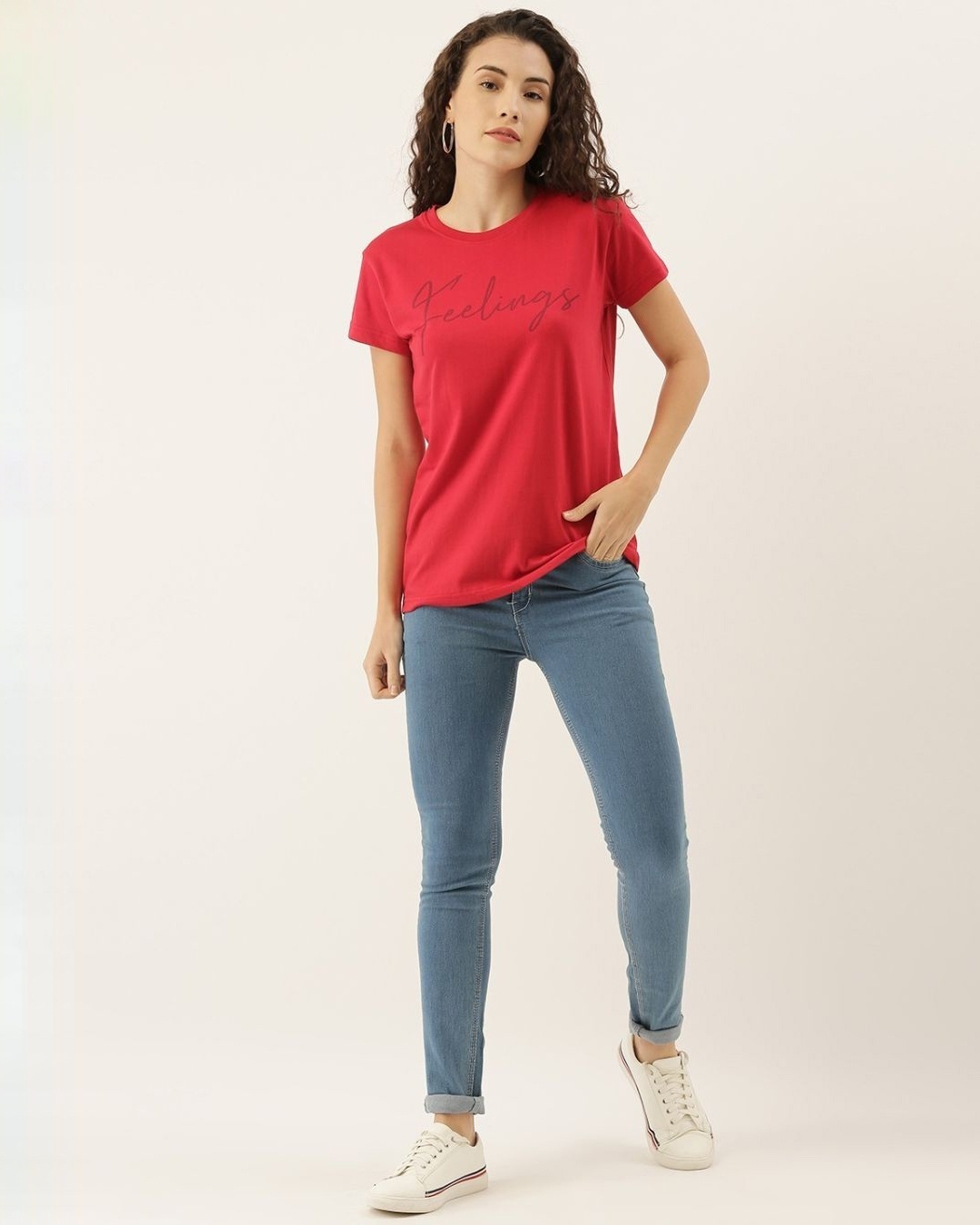 Shop Women's Red Typography T-shirt