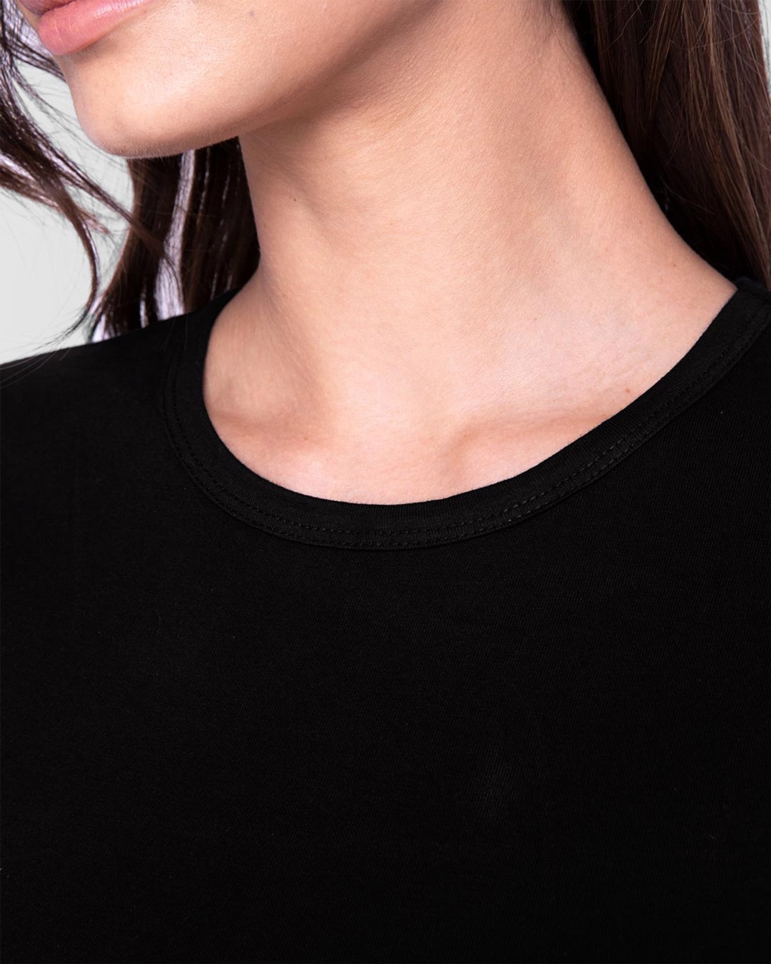 Shop Women's Round Neck 3/4 Sleeve Combo T-Shirts Black