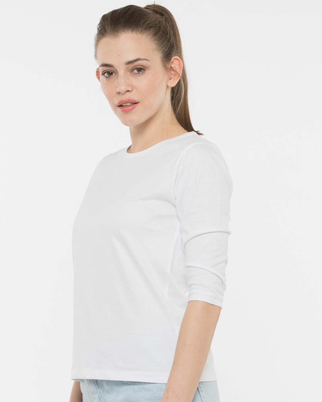 Shop Women's Round Neck 3/4 Sleeve Combo T-Shirts White-Design