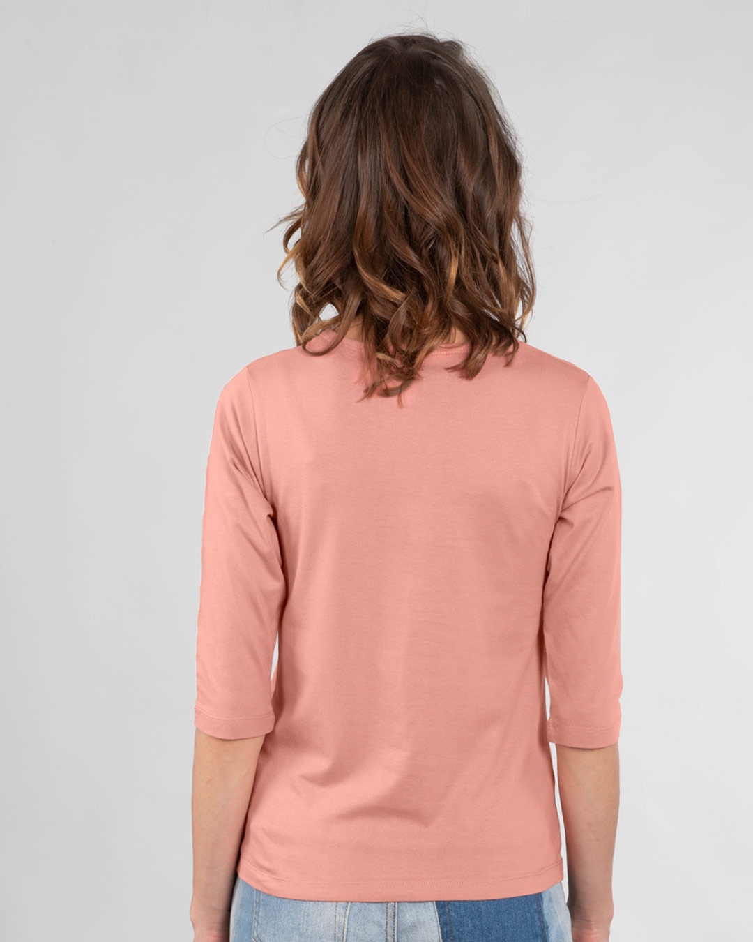 Shop Women's Round Neck 3/4th Sleeve T-shirt Pack of 2(Pink & Grey)-Full