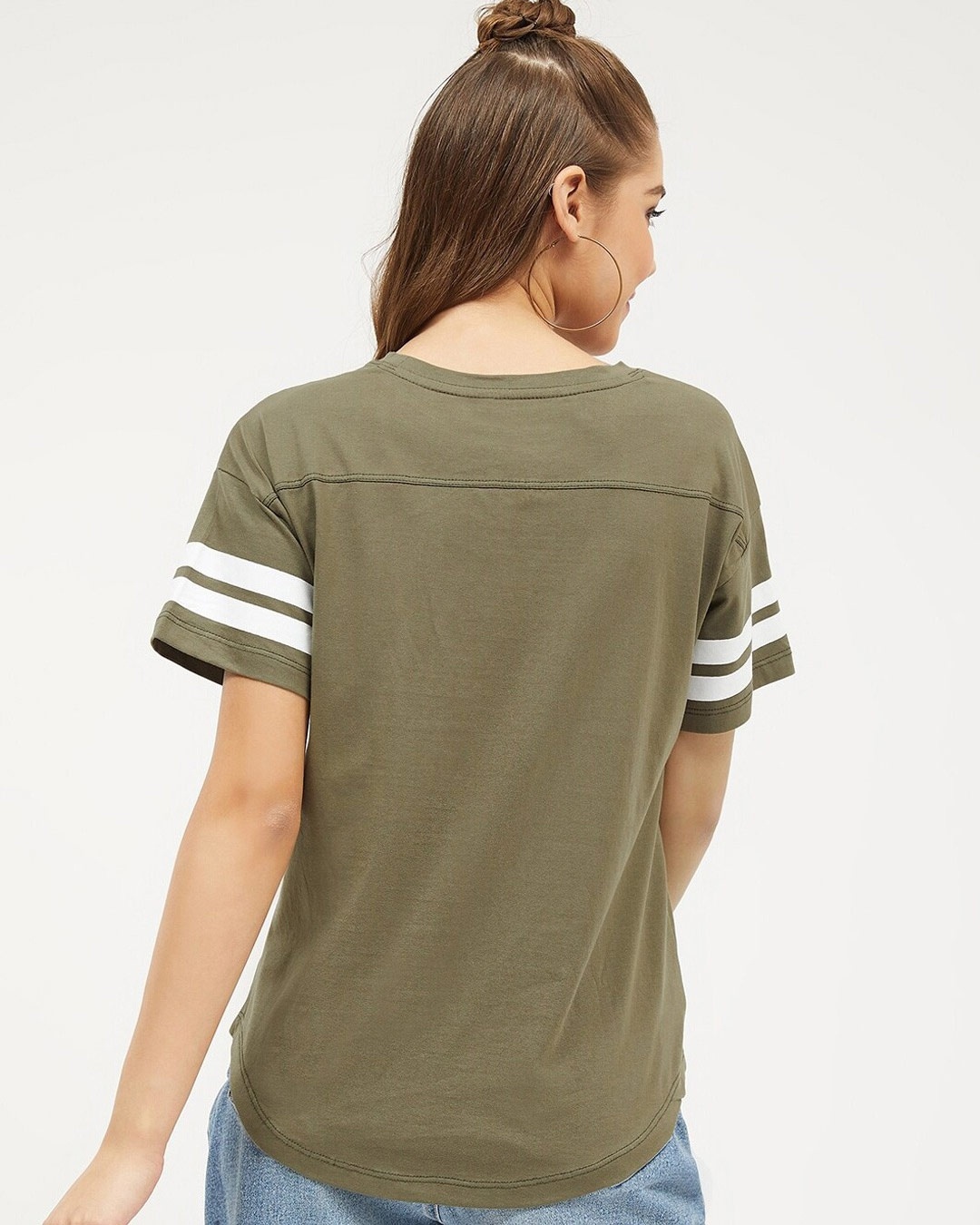 Shop Women's Round Neck Three Quarter Sleeves Solid T Shirt