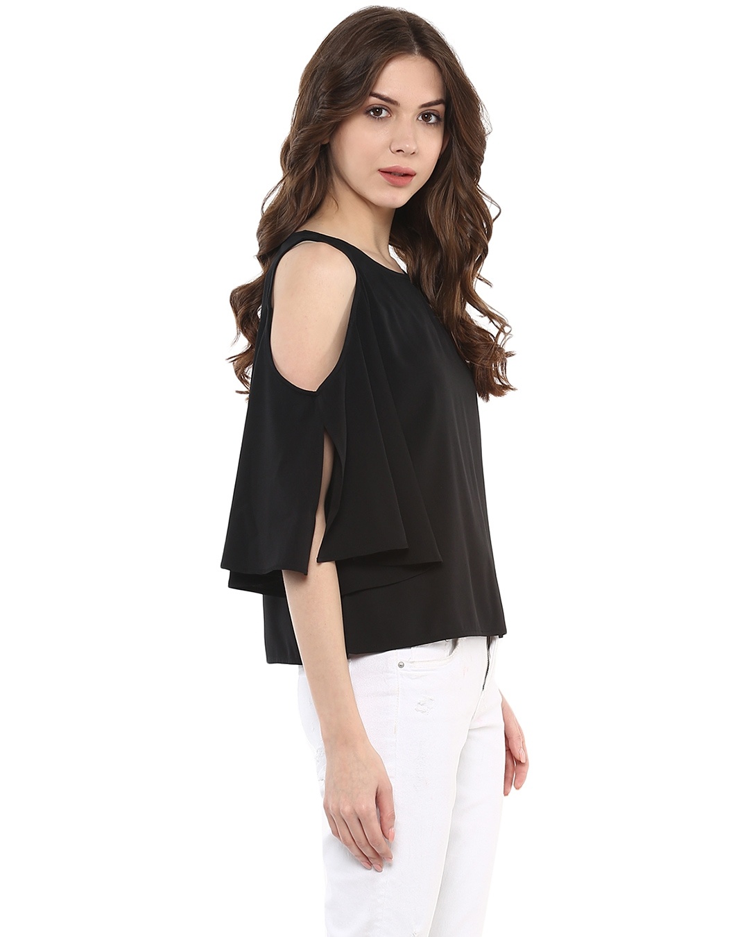 Shop Women's Round Neck Three Quarter Sleeves Solid Top-Full