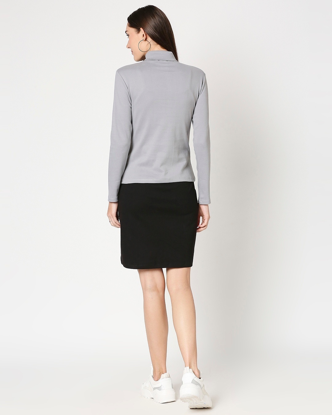 Shop Women's Slip Dress with Grey Turtle Neck Top-Full