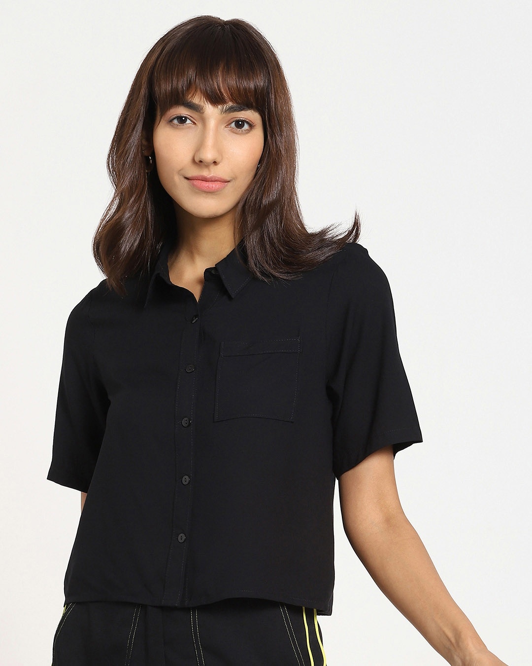 Shop Women's Solid Casual Black Shirt-Back