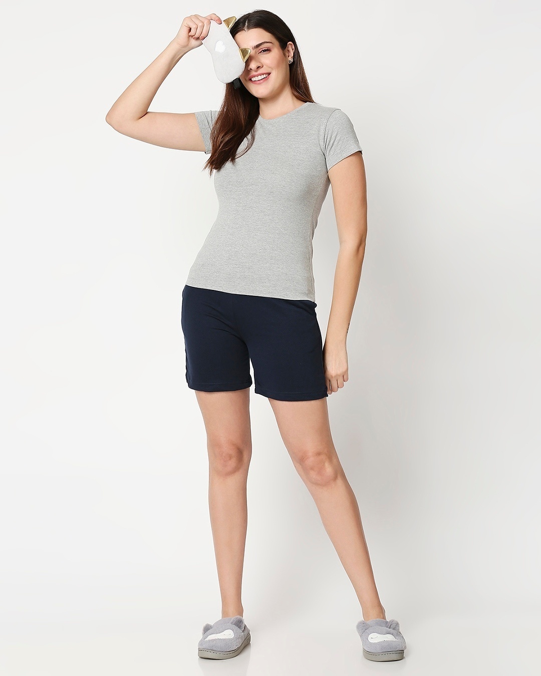 Shop Women's Solid Grey Loune T-Shirt-Full