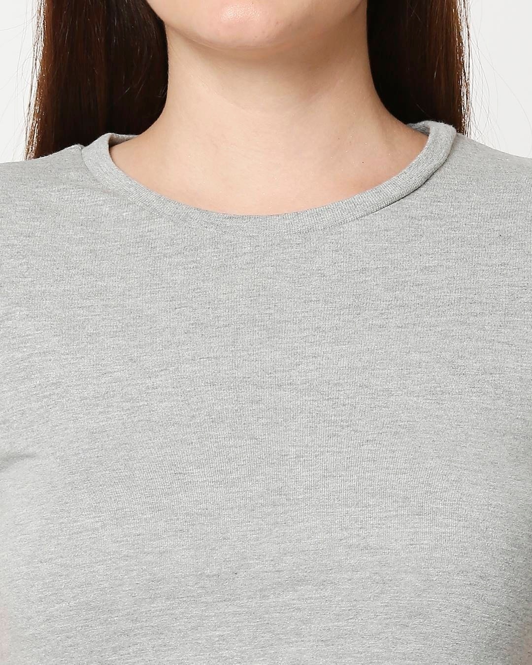Shop Women's Solid Grey Loune T-Shirt