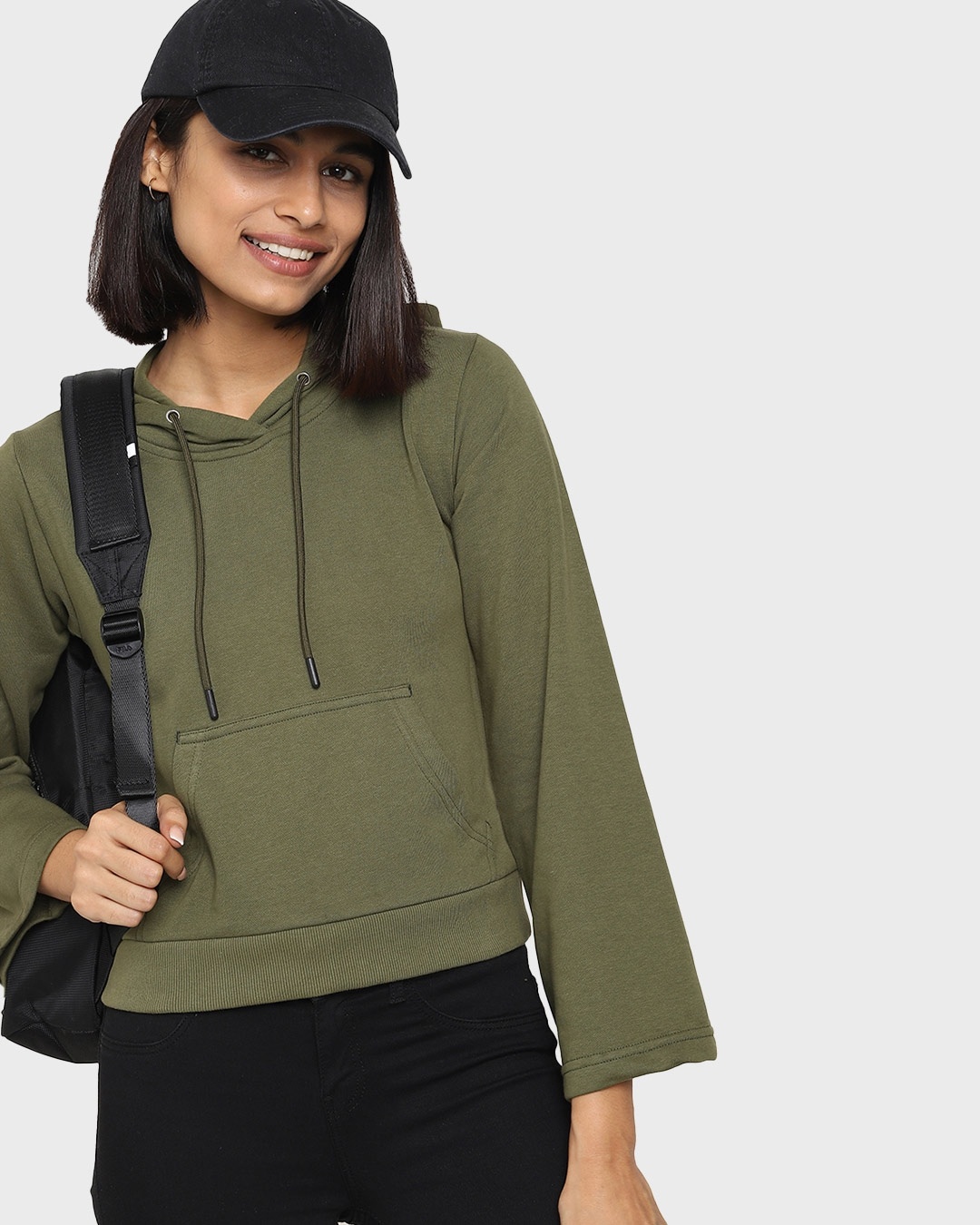 Shop Women's Solid Olive Hoodie-Front