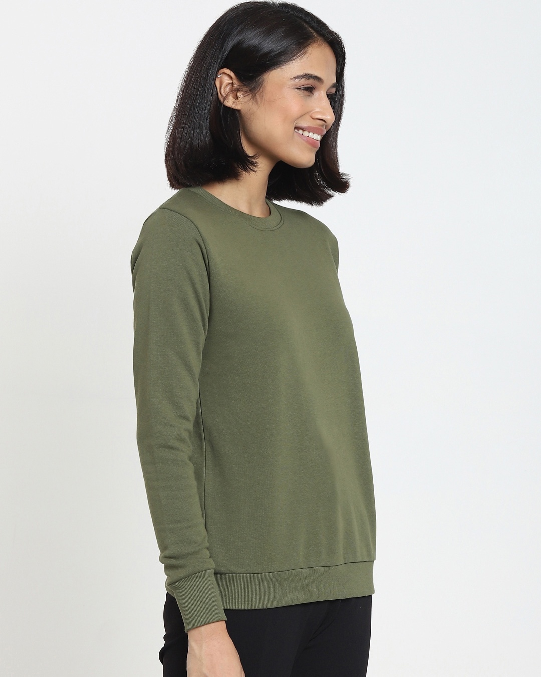Shop Women's Solid Oversized  Olive Sweatshirt