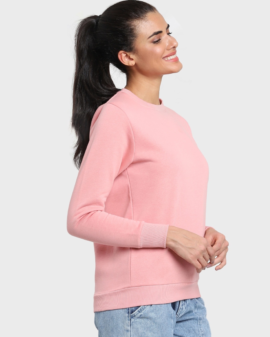 Shop Women's Solid Pink Sweatshirt-Back