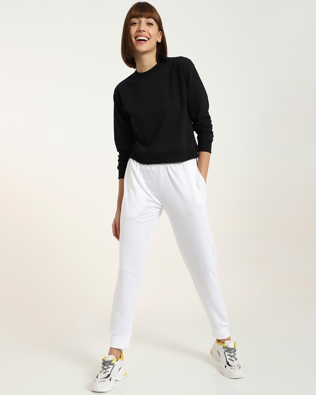 Shop Women's Solid Short Black Sweatshirt