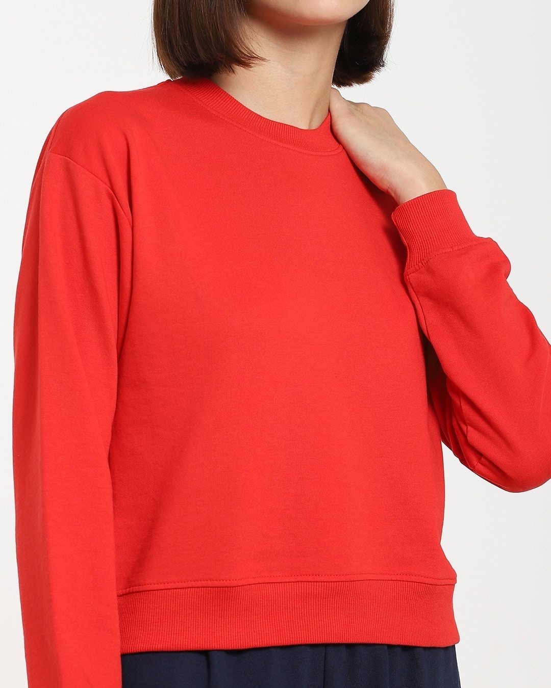 Shop Women's Solid Short Red Sweatshirt