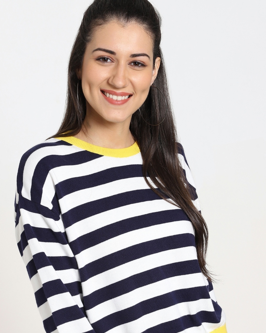 Shop Women's Stripe Flat Knit Oversized Sweater-Front
