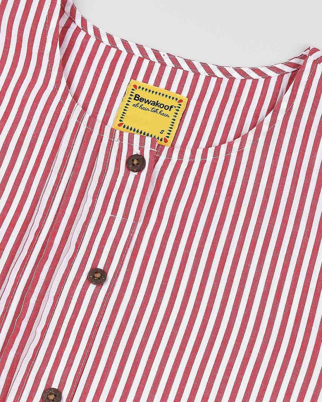 Shop Women's Stripe Red Long Kurta