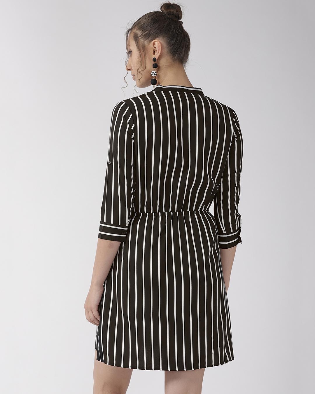Shop Women's Striped A Line V Neck Dress-Full
