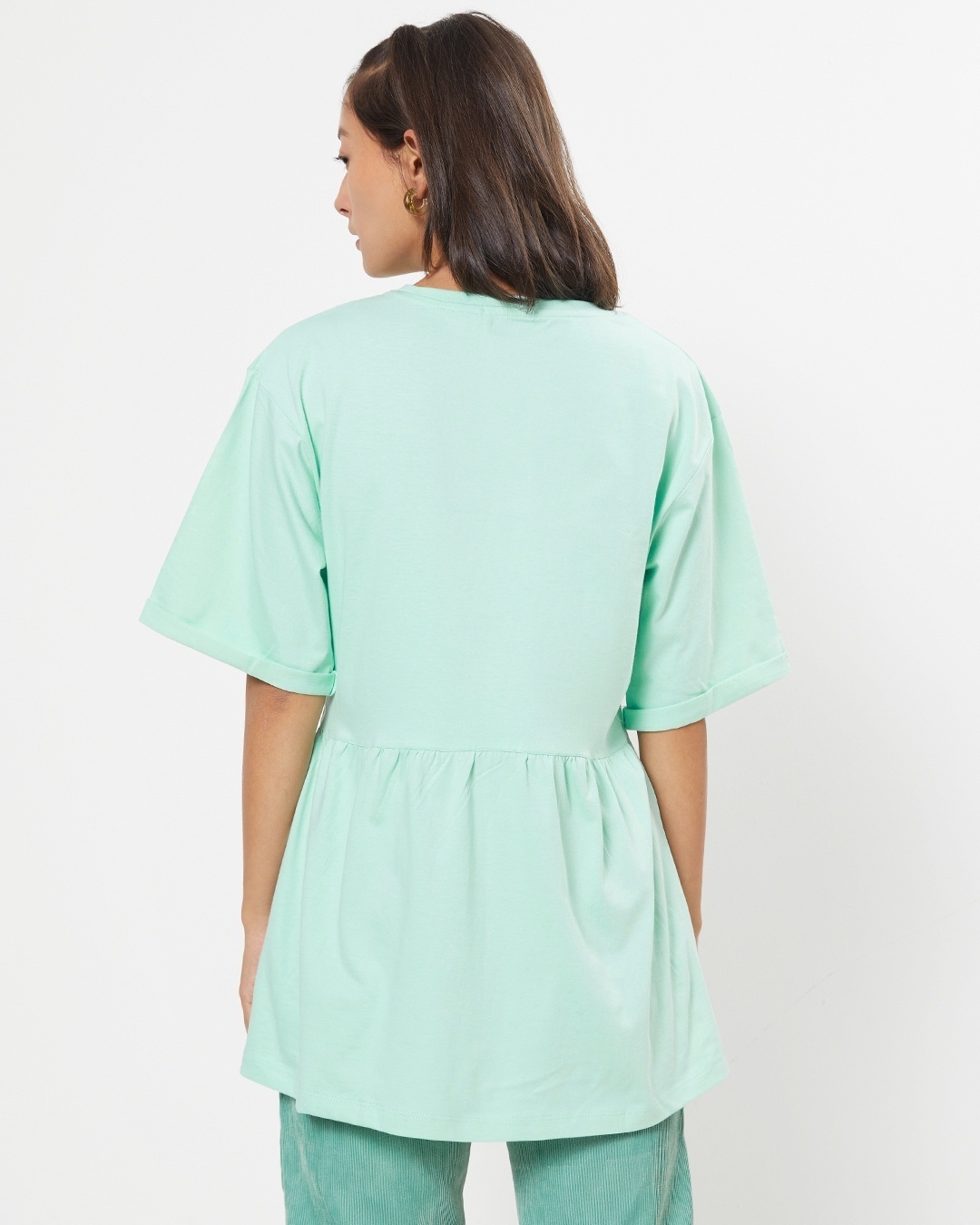 Shop Women's Sun-Kissed Green Fril Boyfriend Fit T-shirt-Design