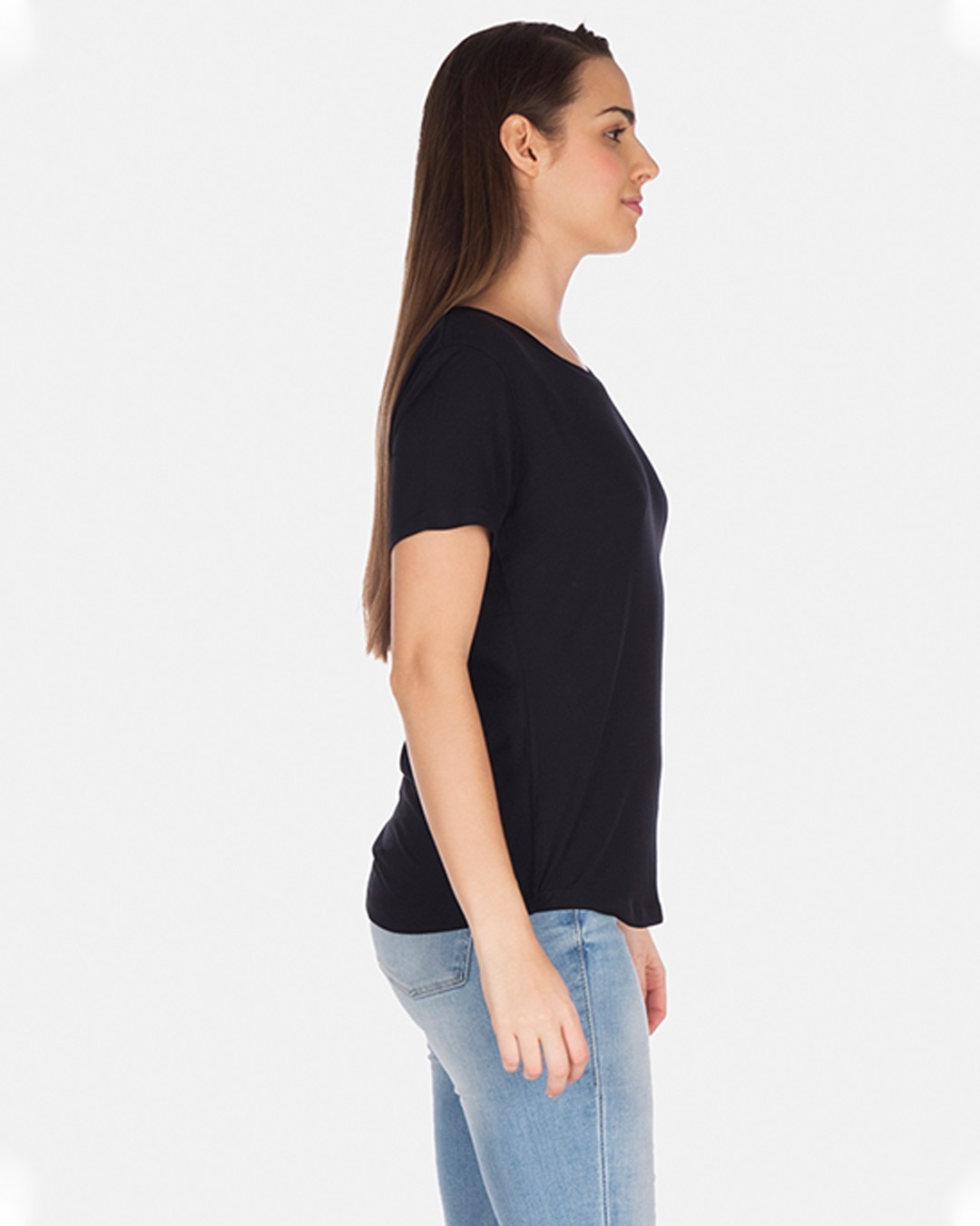 Shop Women's Tencel Black T-Shirt-Back