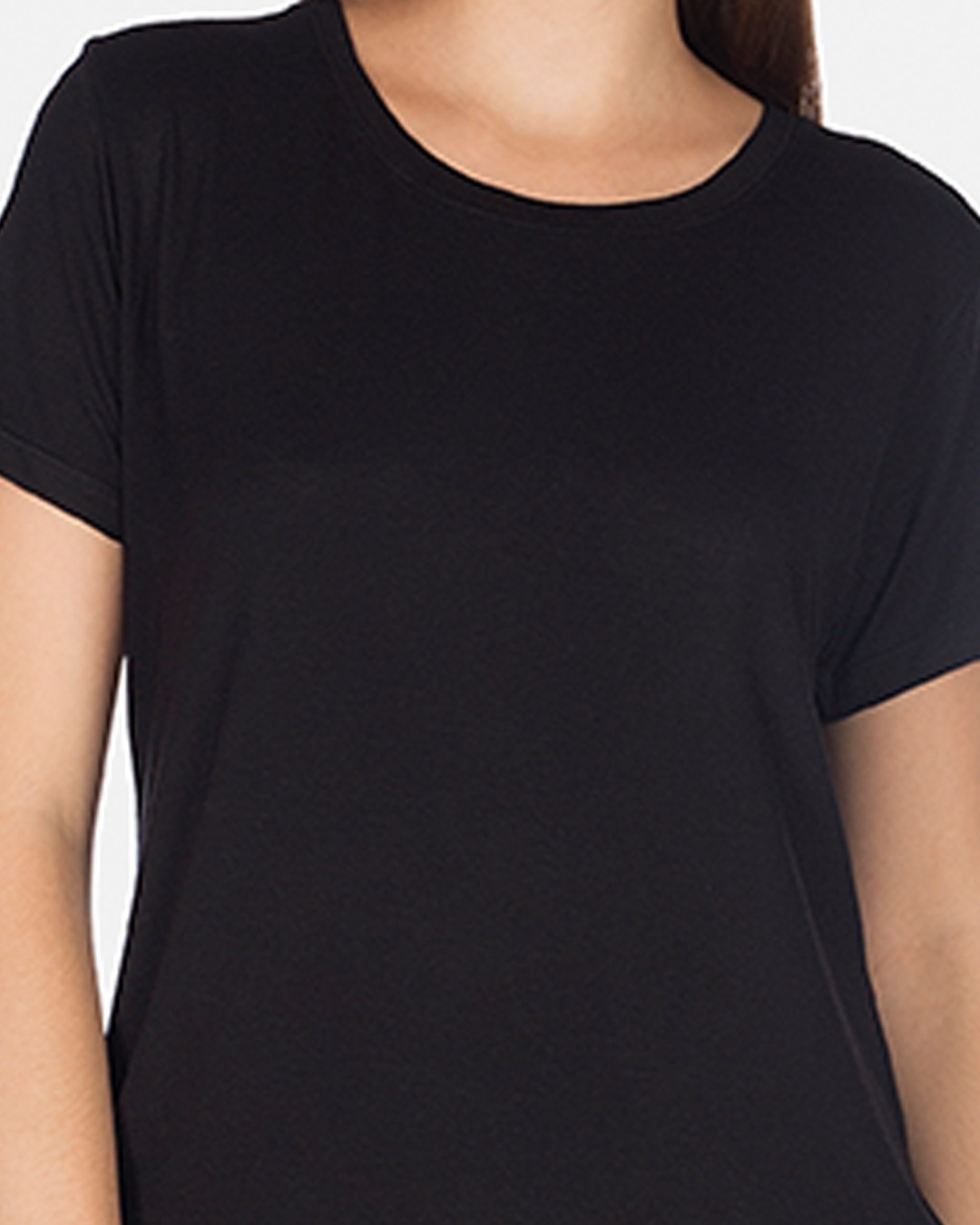 Shop Women's Tencel Black T-Shirt-Full