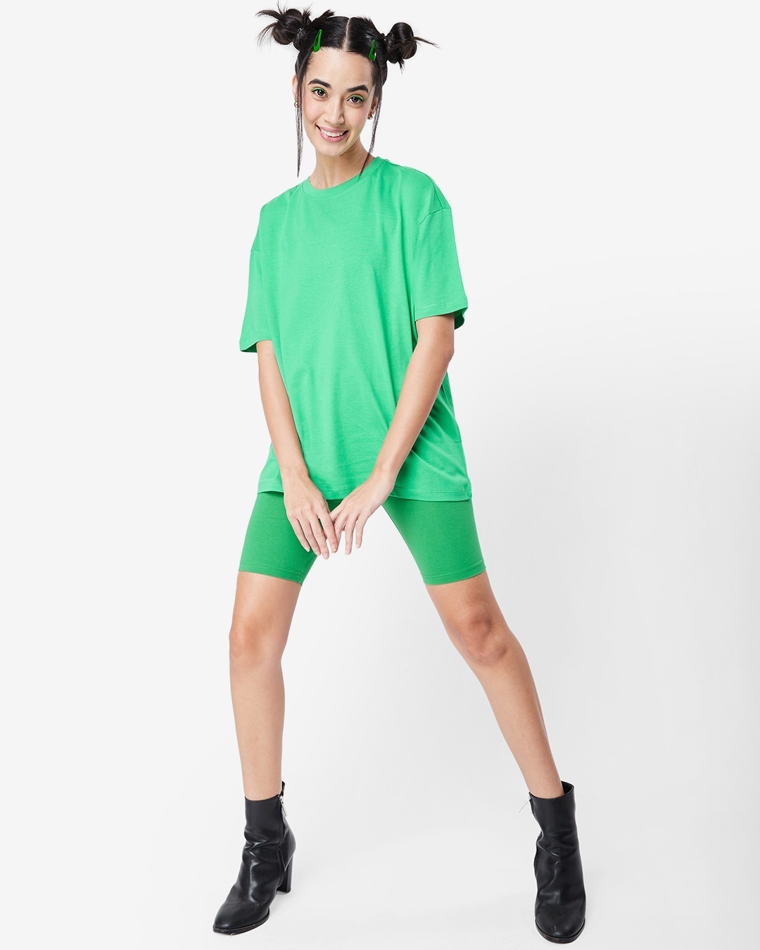 Shop Women's Varsity Green Oversized T-shirt-Full