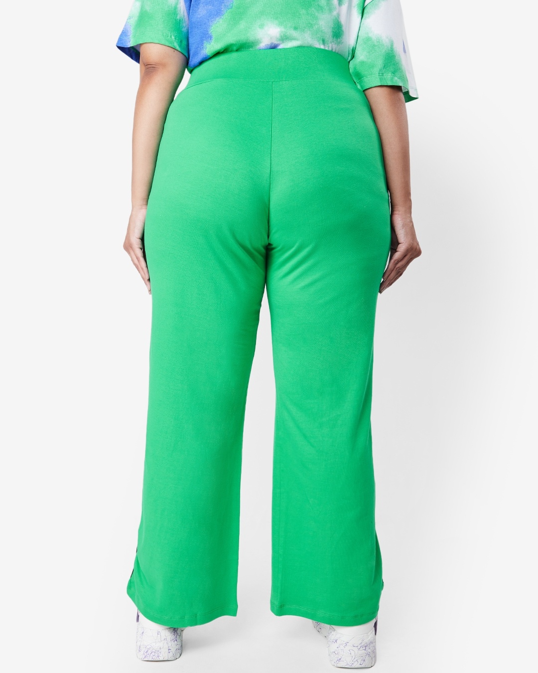 Buy Women's Varsity Green Plus Size Rib High Waist Pants for Women green Online at Bewakoof