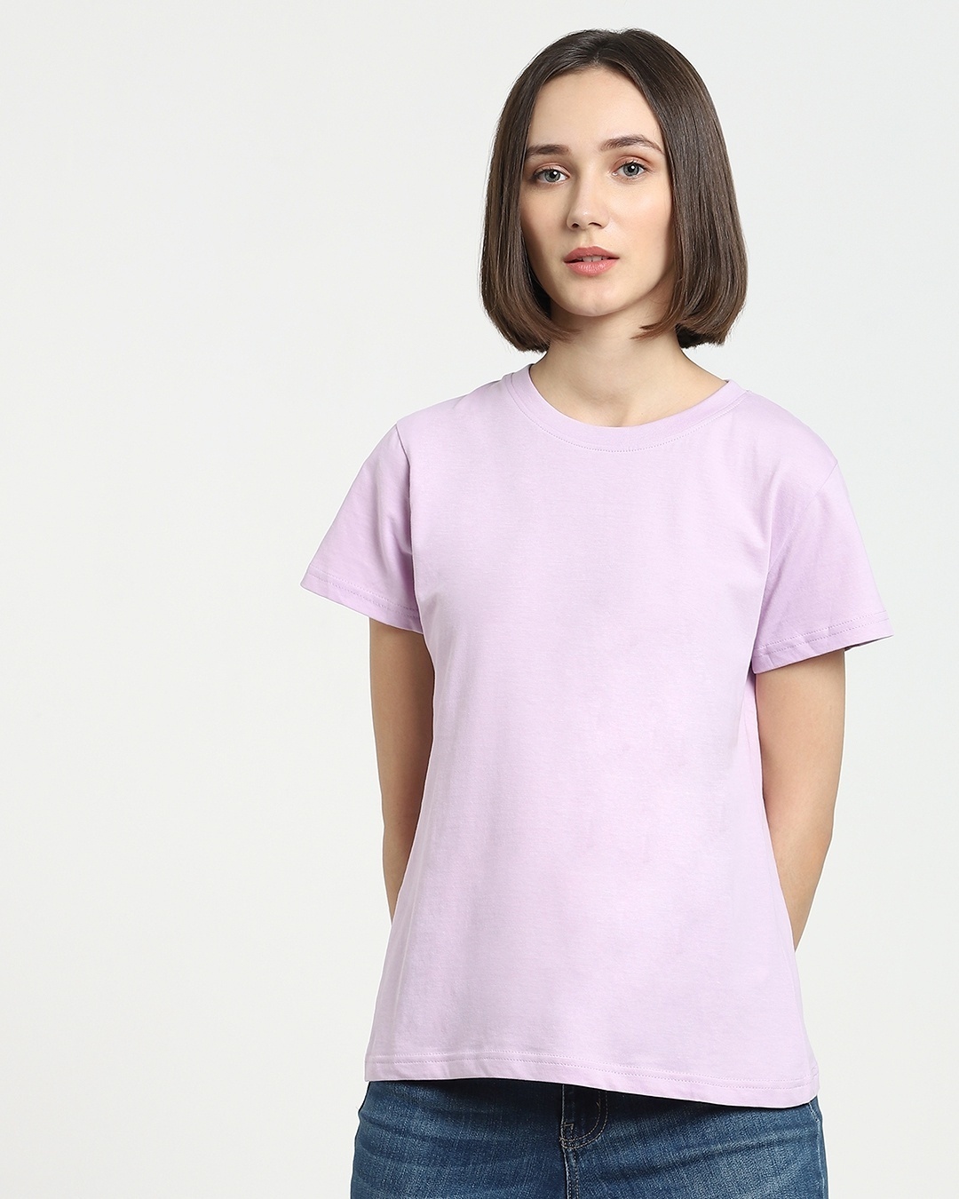Shop Women's Whit & Purple Slim Fit T-shirt Pack of 2-Design